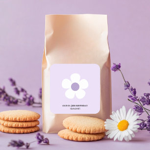 Sticker Carré Anniversaire de Purple Daisy   Élégante fête flora