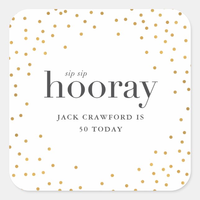 Sticker Carré anniversaire de sip sip hooray (Devant)