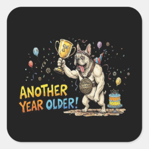 Sticker Carré Anniversaire de survie de drôle de Bouledogue Fran