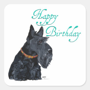 Sticker Carré Anniversaire de Terrier Écossais