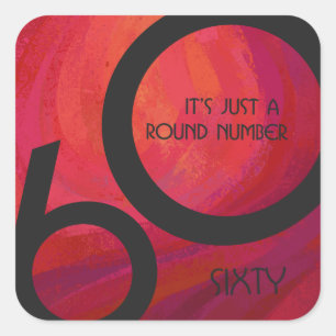Sticker Carré Anniversaire des 60 ans rouges