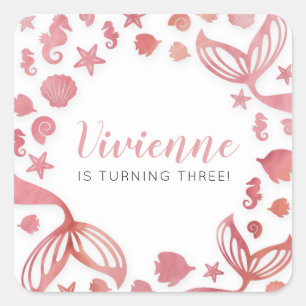 Sticker Carré Anniversaire des sirènes marines