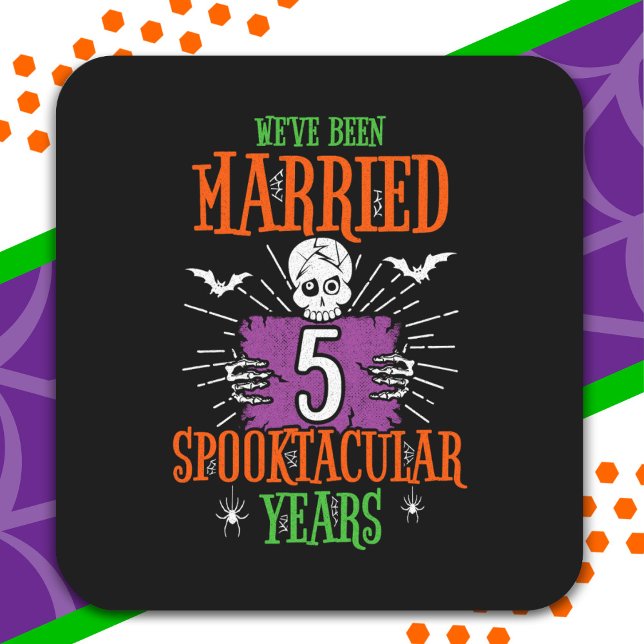 Sticker Carré Anniversaire du 5e Mariage de Spooktacular d'Hallo (Créateur téléchargé)