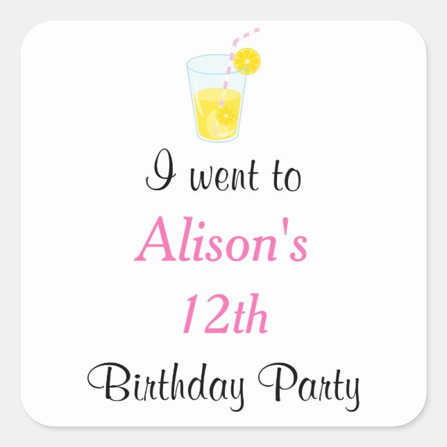 Sticker Carré Anniversaire du soleil et de la limonade (Devant)