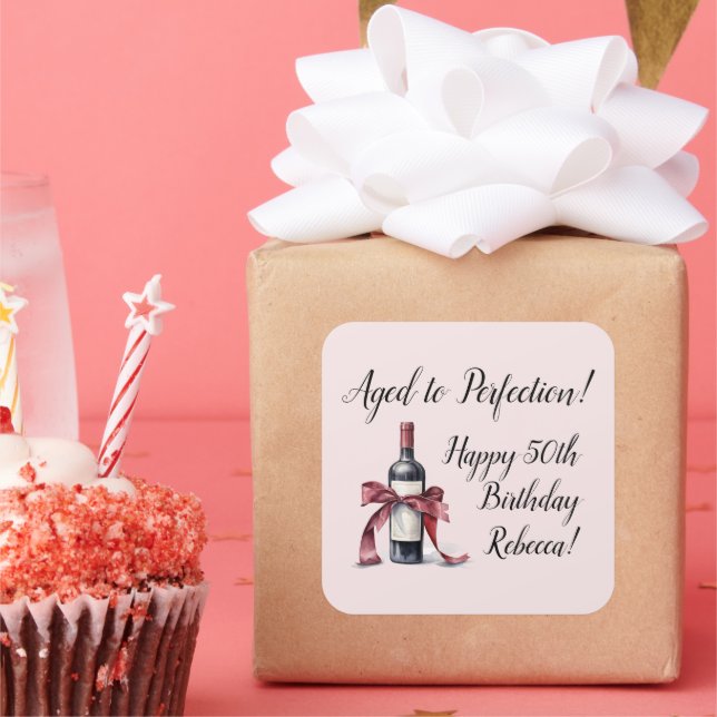 Sticker Carré Anniversaire du vin personnalisable (Fête)
