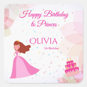 Sticker Carré Anniversaire d'une élégante princesse Disney
