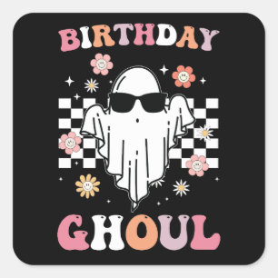 Sticker Carré Anniversaire Ghoul Ghost Halloween Super Retro