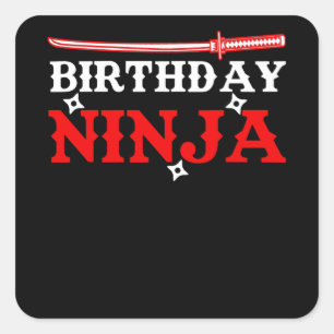 Sticker Carré Anniversaire Ninja Fighter Anniversaire