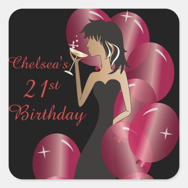 Sticker Carré Anniversaire ou Bachelorette Party Diva Princess G (Devant)