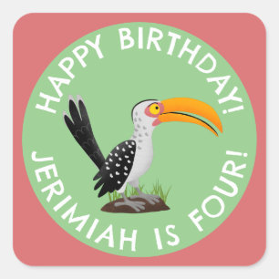 Sticker Carré Anniversaire personnalisé de la facture de corne j