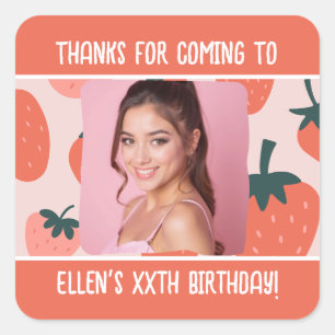 Sticker Carré Anniversaire Personnalisé Nom Photo N'Importe Quel