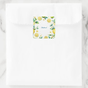 Sticker Carré Anniversaire simple jaune citron