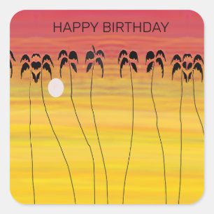 Sticker Carré Anniversaire, Somptueux coucher de soleil tropical