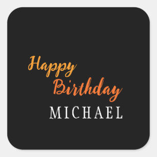 Sticker Carré Anniversaire Votre Nom Minimaliste Moderne
