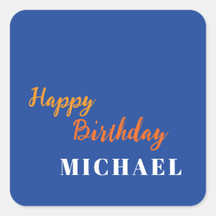 Sticker Carré Anniversaire Votre Nom Minimaliste Moderne