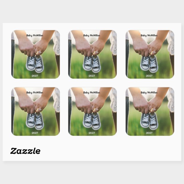 Sticker Carré Annonce de grossesse photo 2027 (Feuille)