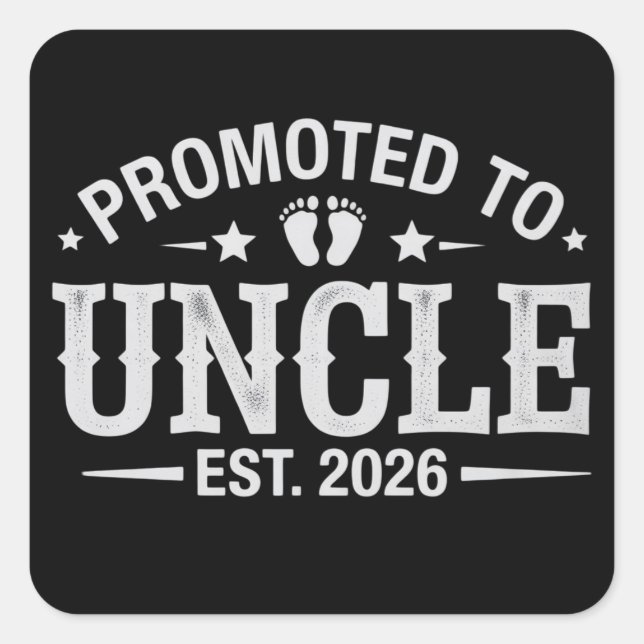 Sticker Carré Annonce de grossesse promu Oncle prévu pour 2026 (Devant)