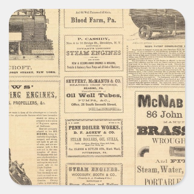 Sticker Carré Annonces pétrolières à New York (Devant)