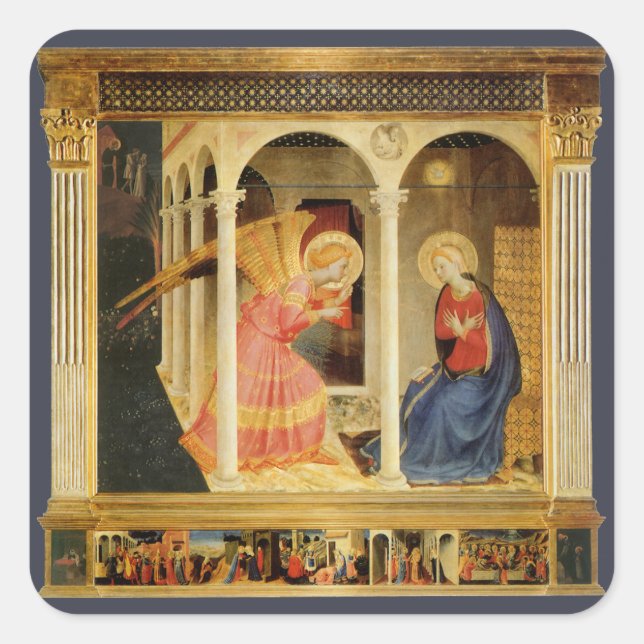 Sticker Carré Annonciation par Fra Angelico, Beaux-arts de la Re (Devant)