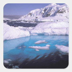 Sticker Carré Antarctique. Expédition à travers les échappée