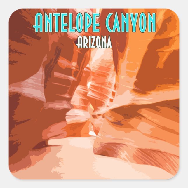 Sticker Carré Antelope Canyon Page Arizona Vintage (Devant)