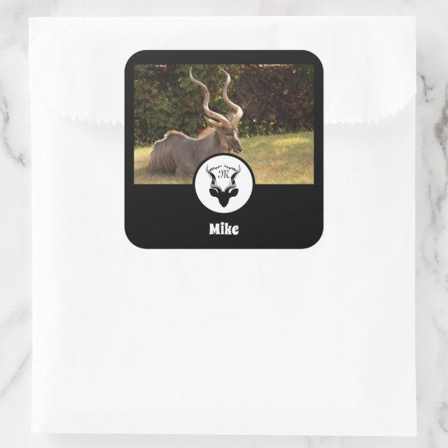 Sticker Carré Antelope Silhouette Nom Balise Photo (Sac)