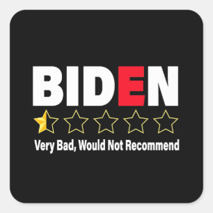 Sticker Carré Anti-Biden Très Mauvais Classement À Moitié Étoile