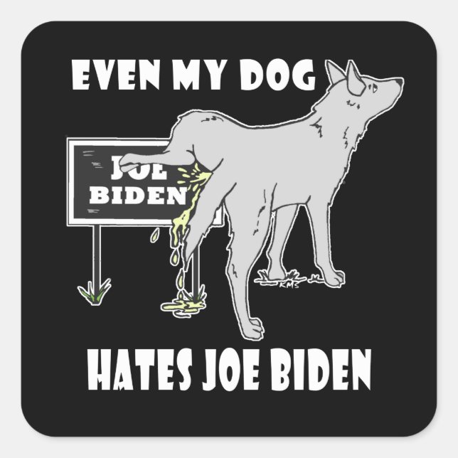 Sticker Carré Anti Joe Biden Mon Chien déteste Biden Humour poli (Devant)