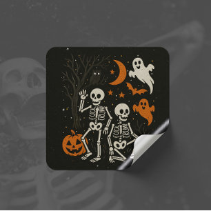 Sticker Carré Anti Trump Halloween Skeleton