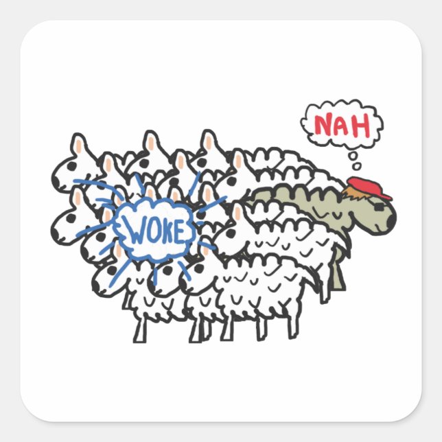 Sticker Carré Anti Woke Sheep (Devant)