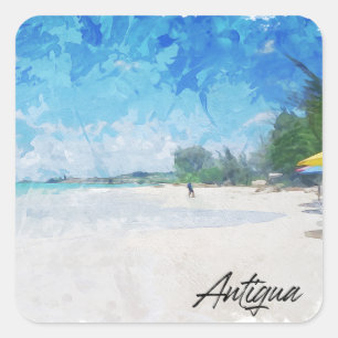 Sticker Carré Antigua Caribbean Island tropical Panorama