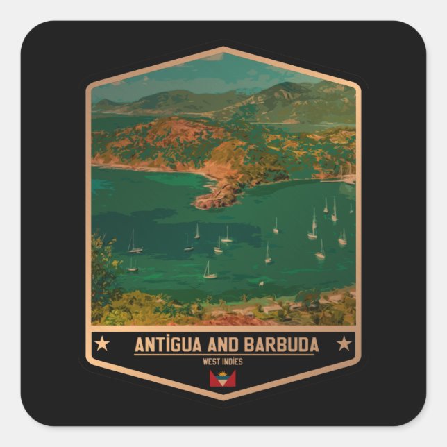 Sticker Carré Antigua-et-Barbuda (Devant)