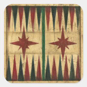 Sticker Carré Antique Backgammon Game Board par Ethan Harper