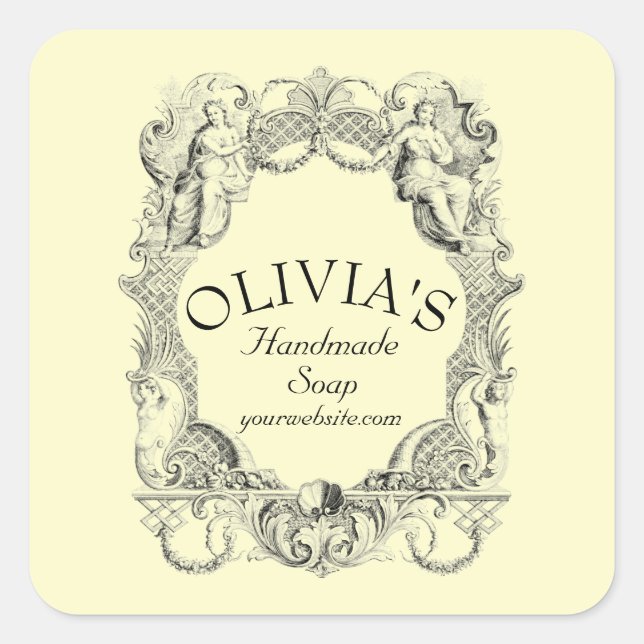 Sticker Carré Antique baroque Rococo Cartouche (Devant)