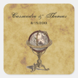 Sticker Carré Antique Celest Globe Détaché Phoques de l'envelopp