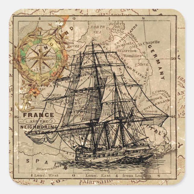 Sticker Carré Antique Old General France (Devant)