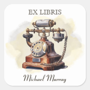 Sticker Carré Antique Plaque téléphonique en cuivre