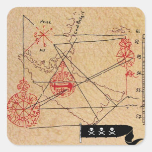 STICKER CARRÉ ANTIQUE TALISMAN / PIRATES CARTE DU TRÉSOR
