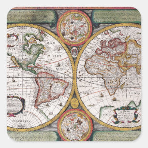 Sticker Carré Antique vieille carte inspirée (12)