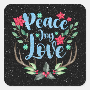 Sticker Carré Antlers de cerfs de Noël dans les flocons de neige