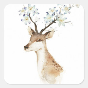 Sticker Carré Antlers de fleurs de cerfs