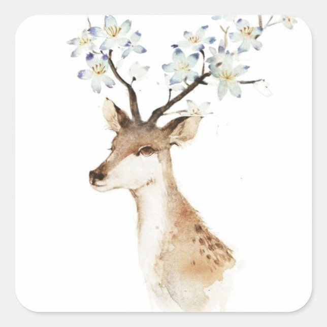 Sticker Carré Antlers de fleurs de cerfs (Devant)
