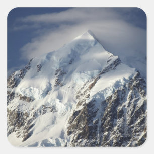 Sticker Carré Aoraki mont Cook, Mackenzie Country, Sud