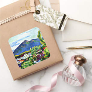 Sticker Carré Août Macke - Paysage de printemps à Tegernsee