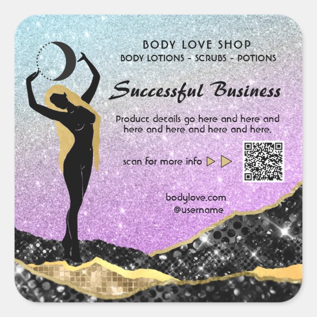 Sticker Carré *~* AP24 Déesse Arc-en-ciel Intention Spell Ombre (Devant)