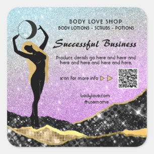 Sticker Carré *~* AP24 Déesse Arc-en-ciel Intention Spell Ombre