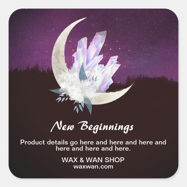 Sticker Carré *~* AP24 Intentions paysage cristaux de lune flora (Devant)