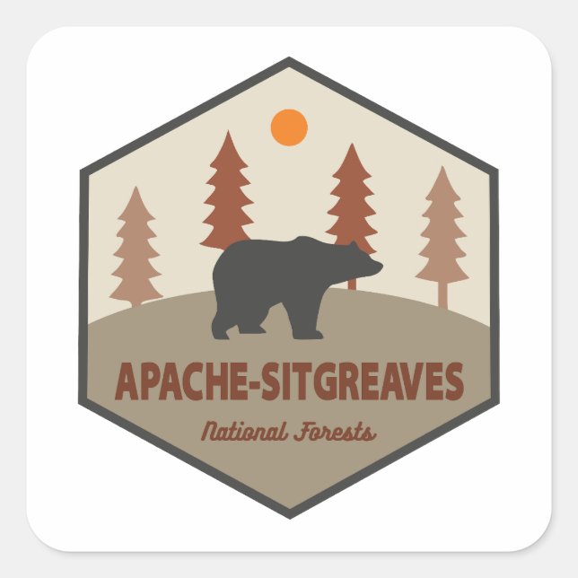 Sticker Carré Apache-Sitgreaves Forêts Nationales Ours D'Arizona (Devant)