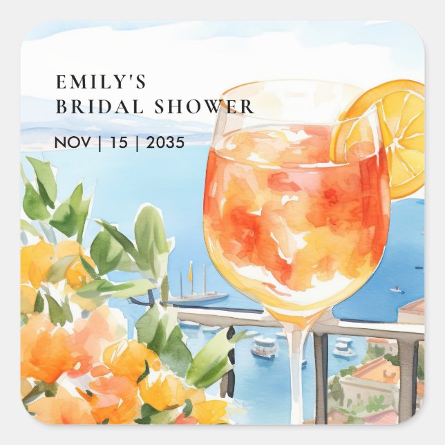 Sticker Carré Aperol Spritz Amalfi Shower Nuptial (Devant)