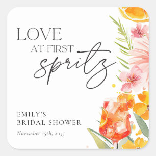 Sticker Carré Aperol Spritz Aquarelle Baby Shower de Mariée